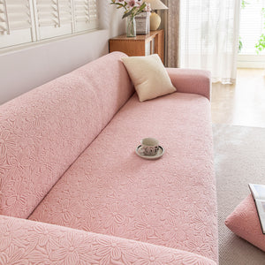 High Elastic Floral Couch Slipcover, Jacquard Stretch Non-Slip Furniture Protector