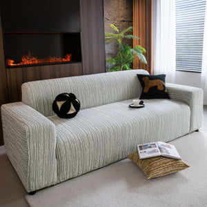 High Stretch Couch Slipcover with Abstract Stripe, Washable Non-Slip Cover for Dogs