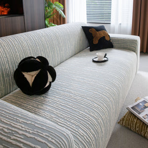 High Stretch Couch Slipcover with Abstract Stripe, Washable Non-Slip Cover for Dogs