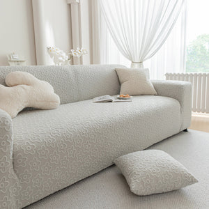 High Stretch Jacquard Sofa Slipcover, Soft Spandex Textured Floral Couch Cover