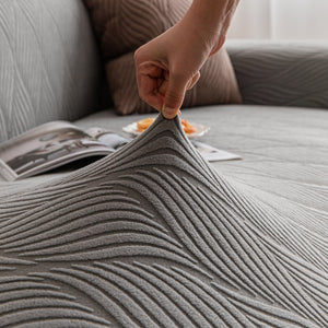 Modern Wavy Jacquard Sofa Slipcover, High Stretch Sofa Cover with 3D Organic Texture