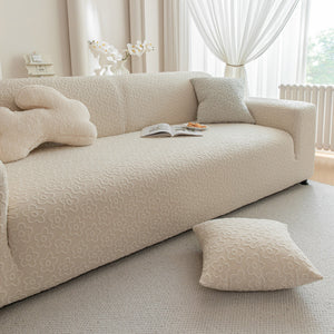 High Stretch Jacquard Sofa Slipcover, Soft Spandex Textured Floral Couch Cover