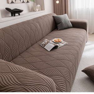 Modern Wavy Jacquard Sofa Slipcover, High Stretch Sofa Cover with 3D Organic Texture