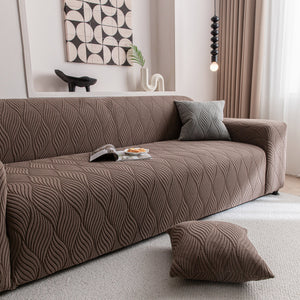 Modern Wavy Jacquard Sofa Slipcover, High Stretch Sofa Cover with 3D Organic Texture