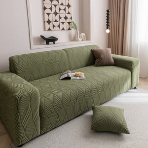 Modern Wavy Jacquard Sofa Slipcover, High Stretch Sofa Cover with 3D Organic Texture