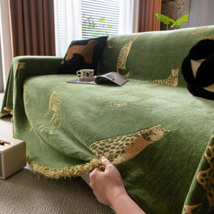 Leopard Sofa Cover Blanket Stylish Furniture Protector Throw for Couches & Loveseats