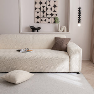 Modern Wavy Jacquard Sofa Slipcover, High Stretch Sofa Cover with 3D Organic Texture