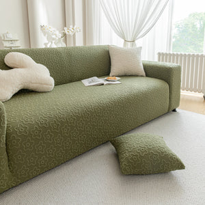 High Stretch Jacquard Sofa Slipcover, Soft Spandex Textured Floral Couch Cover