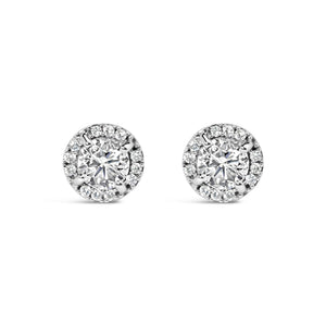 10K White Gold 1.00 Cttw Diamond Hidden Halo Stud Earring (H-I Color, I1-I2 Clarity)