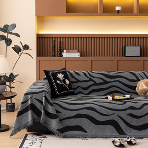 Zebra Striped Chenille Throw Sofa Cover Full-Cover Decorative Furniture Slipcover