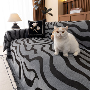 Zebra Striped Chenille Throw Sofa Cover Full-Cover Decorative Furniture Slipcover