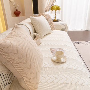 3D Quilted Thick Cotton Sofa Cover Non-Slip Couch Throw for Fabric & Leather Sofas