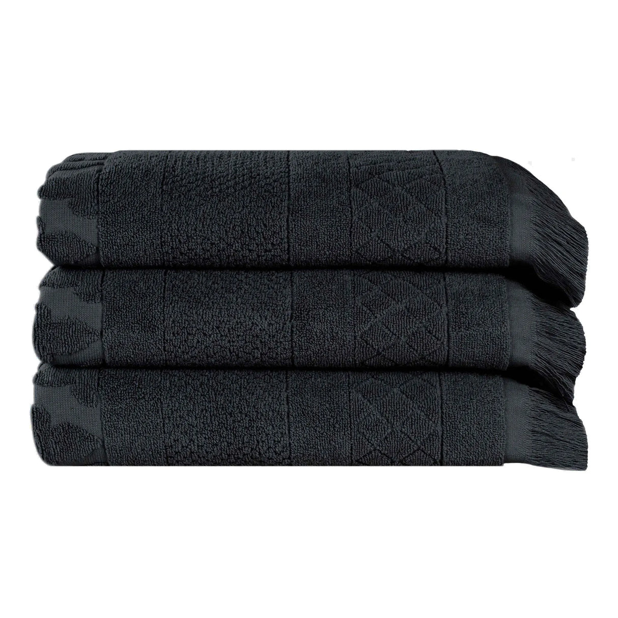 Cotton Geometric Jacquard Absorbent Bath Towel Set of 3 - Bath Towel by Superior Brand