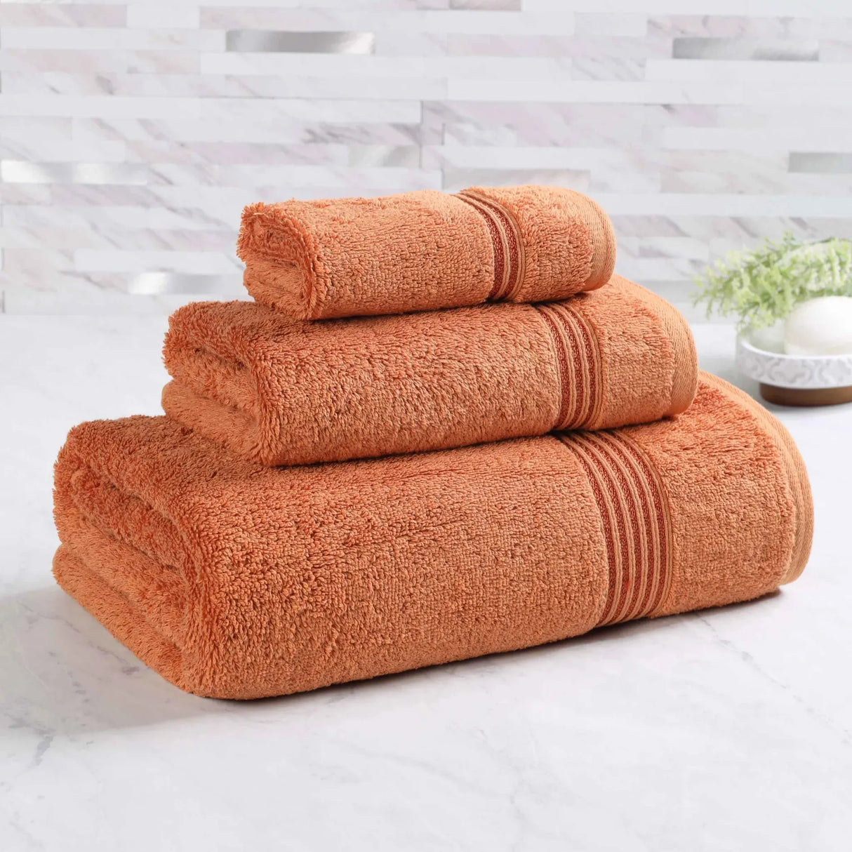 Heritage Egyptian Cotton Plush 3 Piece Absorbent Luxury Towel Set - Egyptian Cotton Towel Set by Superior Brand