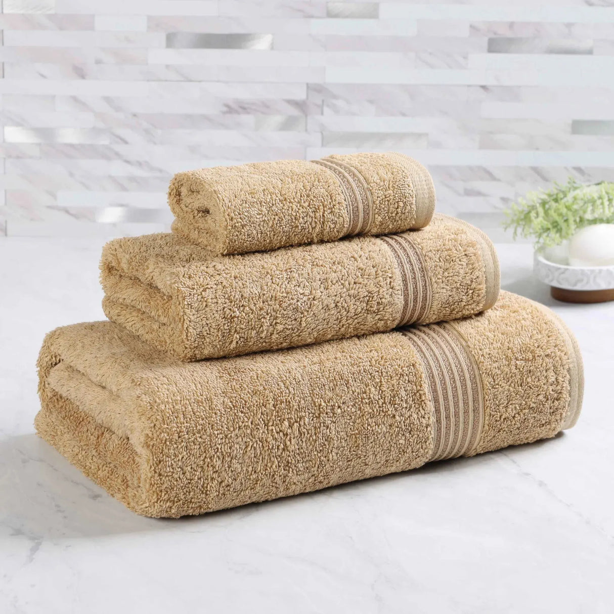 Heritage Egyptian Cotton Plush 3 Piece Absorbent Luxury Towel Set - Egyptian Cotton Towel Set by Superior Brand