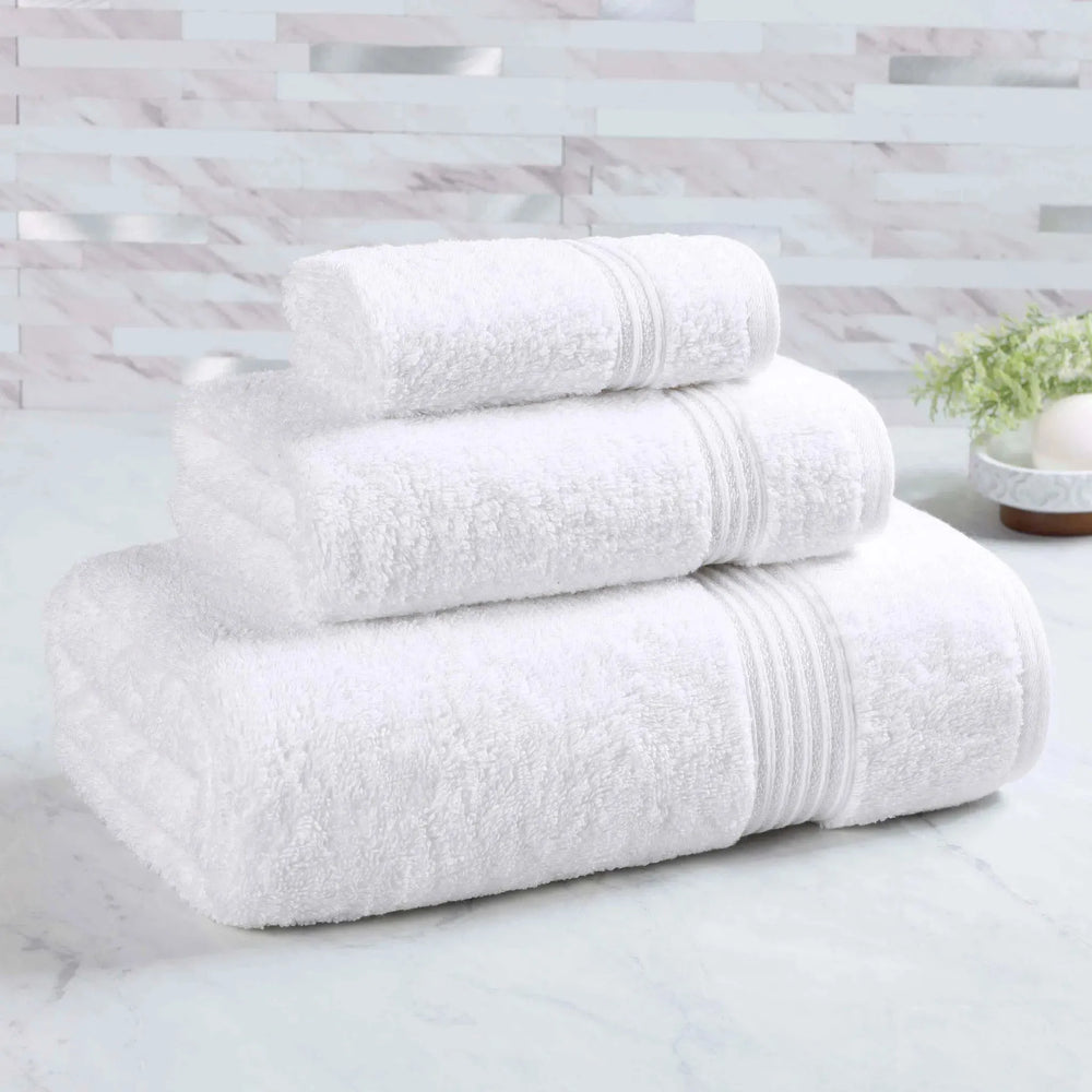 Heritage Egyptian Cotton Plush 3 Piece Absorbent Luxury Towel Set - Egyptian Cotton Towel Set by Superior Brand