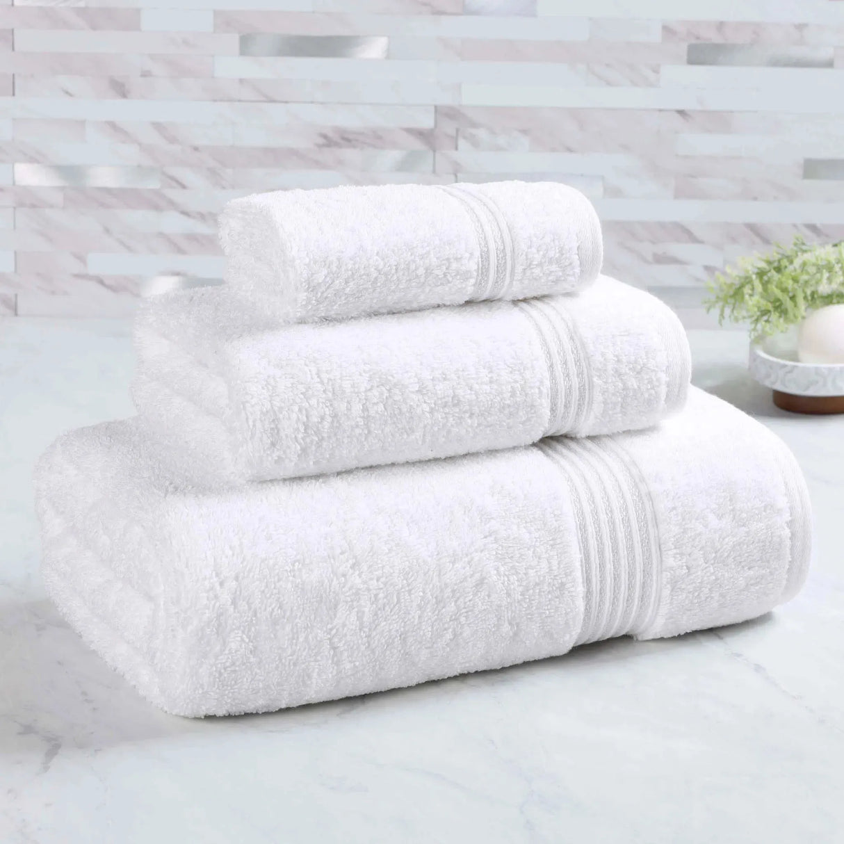 Heritage Egyptian Cotton Plush 3 Piece Absorbent Luxury Towel Set - Egyptian Cotton Towel Set by Superior Brand
