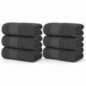 6-Pack 100% Cotton Bath Towel Set – 27 x 52 Inch Soft, Absorbent & Quick-Dry Towels