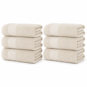 6-Pack 100% Cotton Bath Towel Set – 27 x 52 Inch Soft, Absorbent & Quick-Dry Towels