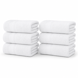6-Pack 100% Cotton Bath Towel Set – 27 x 52 Inch Soft, Absorbent & Quick-Dry Towels