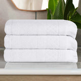 Cotton Geometric Jacquard Absorbent Bath Towel Set of 3 - Bath Towel by Superior Brand