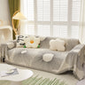 Geometric Radial Striped L-Shape Sofa Cover: Thick, Reversible Furniture Blanket for Kids and Pets