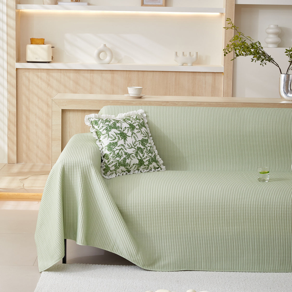 Cooling Comfy Throw Sofa Cover, Textured & Breathable, Multi-Use Decorative Couch Covers for Summer