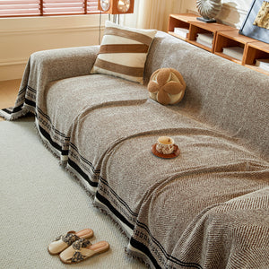 Reversible Herringbone Sofa Cover, 2-in-1 Classic British Throw Blanket for Couch