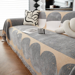 Chenille Circular Motif Sofa Protector Cover, Sofa Slipcovers L Shape, Sectional Sofa Couch Covers