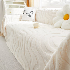 Thick Plush Jacquard Velvet Throw Blanket on Sofa, Sofa Slipcovers and Sectional Sofa Covers