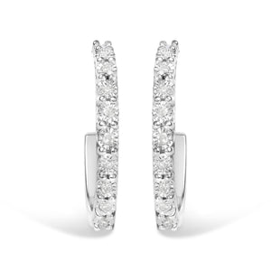.925 Sterling Silver 1/10 Cttw Diamond Miracle Set J-Hoop Earring (I-J Color, I3 Clarity)
