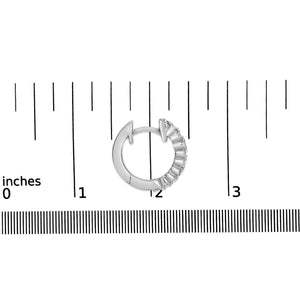 .925 Sterling Silver 1/6 Cttw Diamond Petite Hoop Earrings (I-J Color, I2-I3 Clarity)