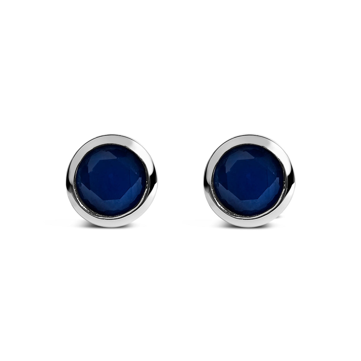 .925 Sterling Silver 6MM Bezel Set Created Purple Amethyst Solitaire Stud Earrings