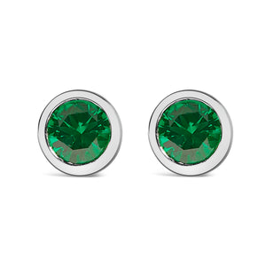 .925 Sterling Silver 6MM Bezel Set Created Purple Amethyst Solitaire Stud Earrings
