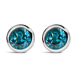 .925 Sterling Silver 6MM Bezel Set Created Purple Amethyst Solitaire Stud Earrings