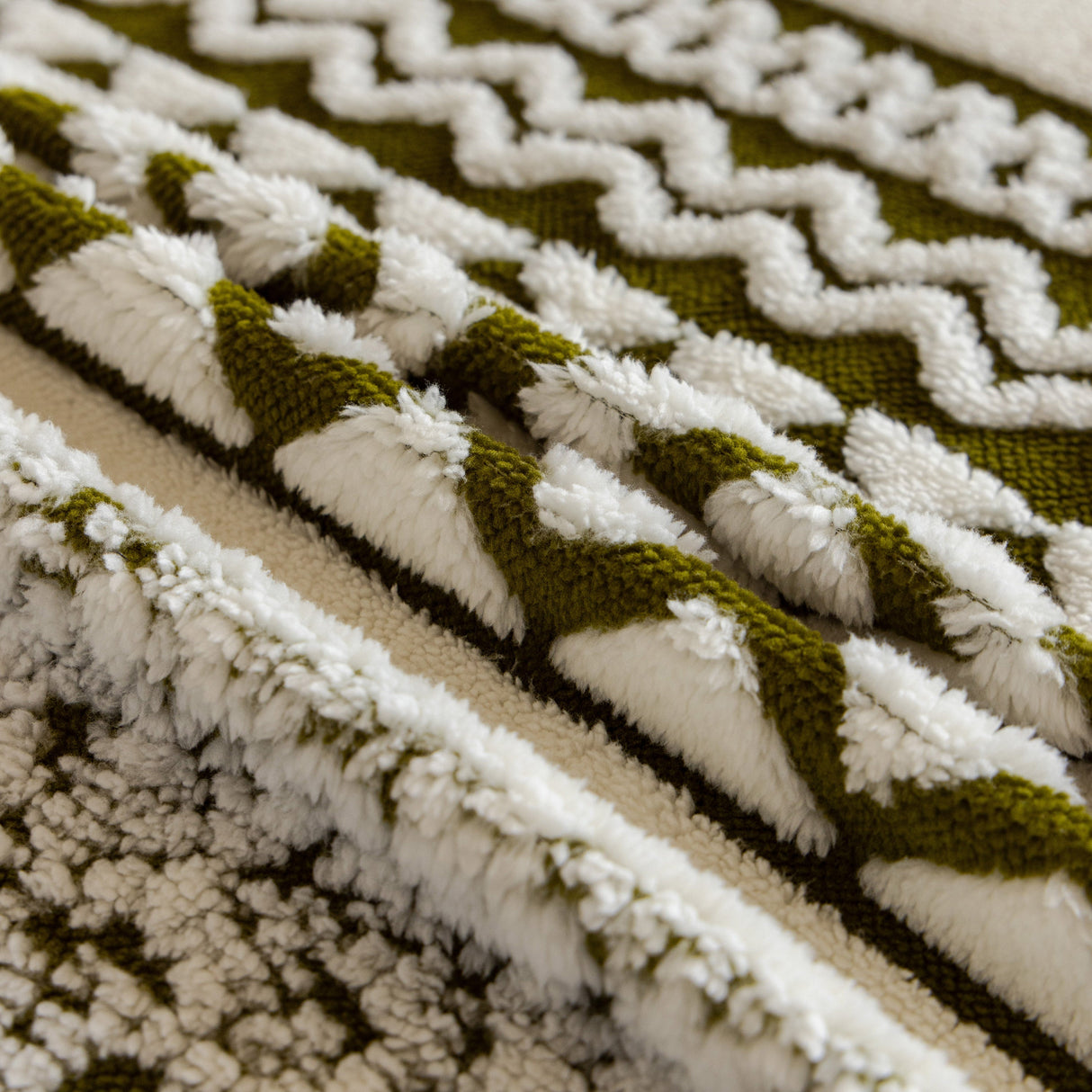 Bohemian Tufted Sofa Cover, Plush Sherpa Throw Blanket with 3D Woven Aztec Stripes