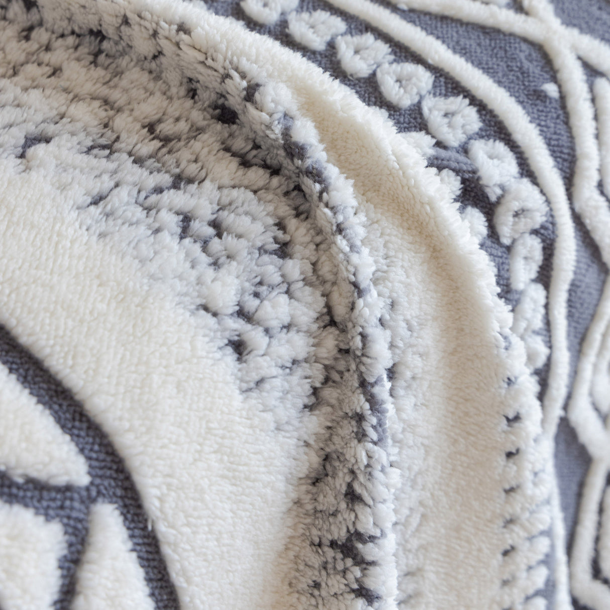 Bohemian Tufted Sofa Cover, Plush Sherpa Throw Blanket with 3D Woven Aztec Stripes