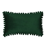 12''x20'' Velvet Pom-Pom lumbar support Throw Pillow | 7 Colors – Soft & Playful Ball Trim Design | Chic Lumbar & Accent Pillow | Insert Included