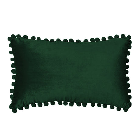 12''x20'' Velvet Pom-Pom lumbar support Throw Pillow | 7 Colors – Soft & Playful Ball Trim Design | Chic Lumbar & Accent Pillow | Insert Included