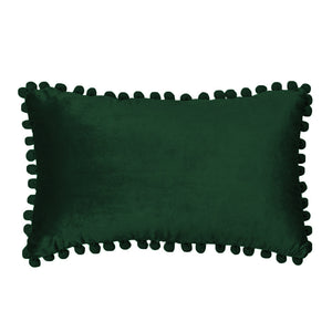 Rectangular Pompoms Throw Pillow cover and 330g insert size 12"x20" lumbar pillow, Dark Green, 12X20 – Fancy & Stacy