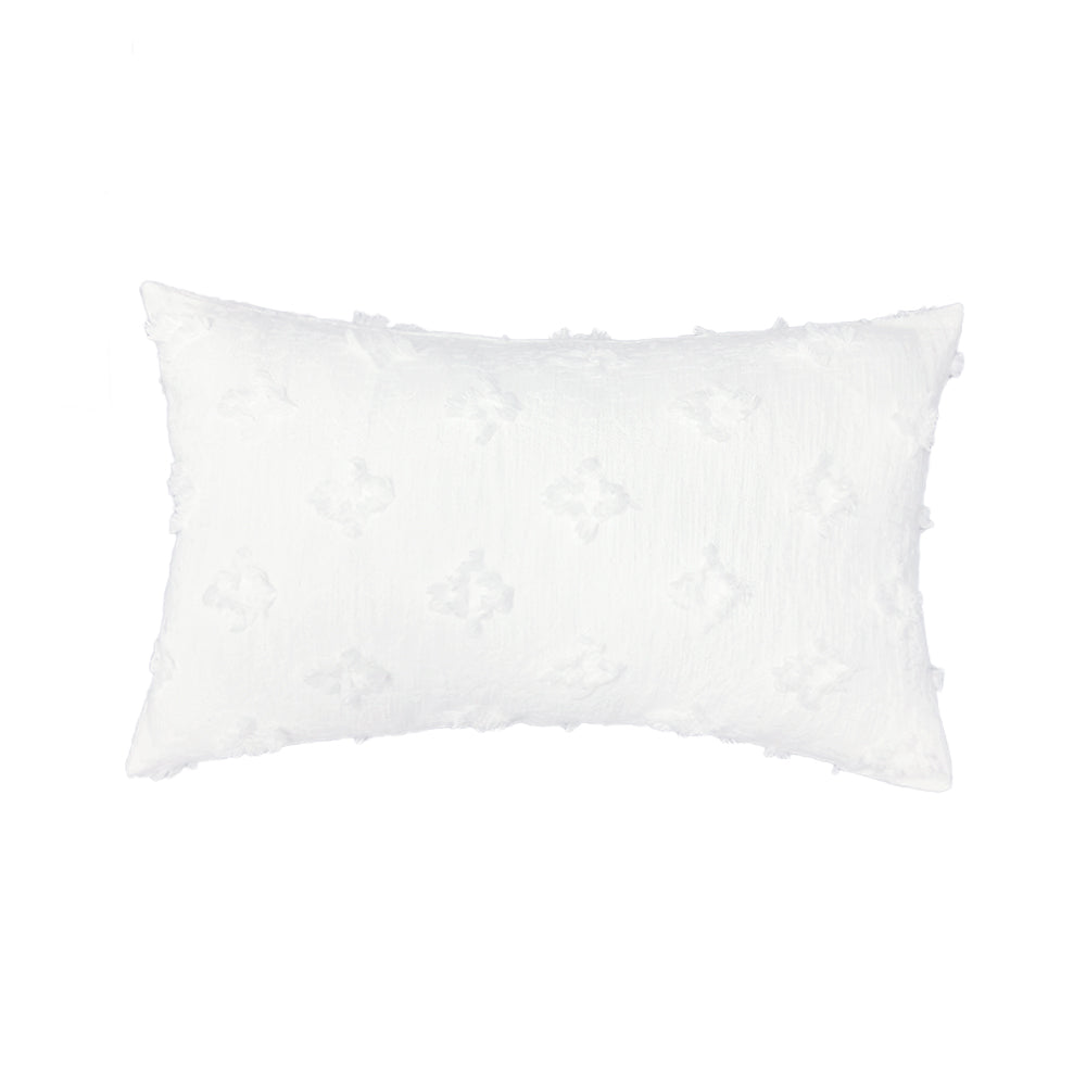 12''x20'' Tufted Floral lumbar support 100% cotton Throw Pillow | 7 Colors – Textured Daisy Stitch Design | Boho Chic Lumbar & Accent Pillow | Insert Included