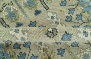 Custom Made Hand Knotted Tree of Life Beige And Blue Runner Wool Rug