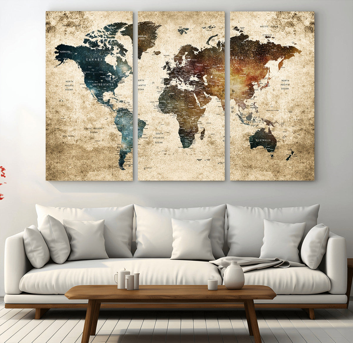 World Map Canvas Print – Detailed Map of the World Wall Art