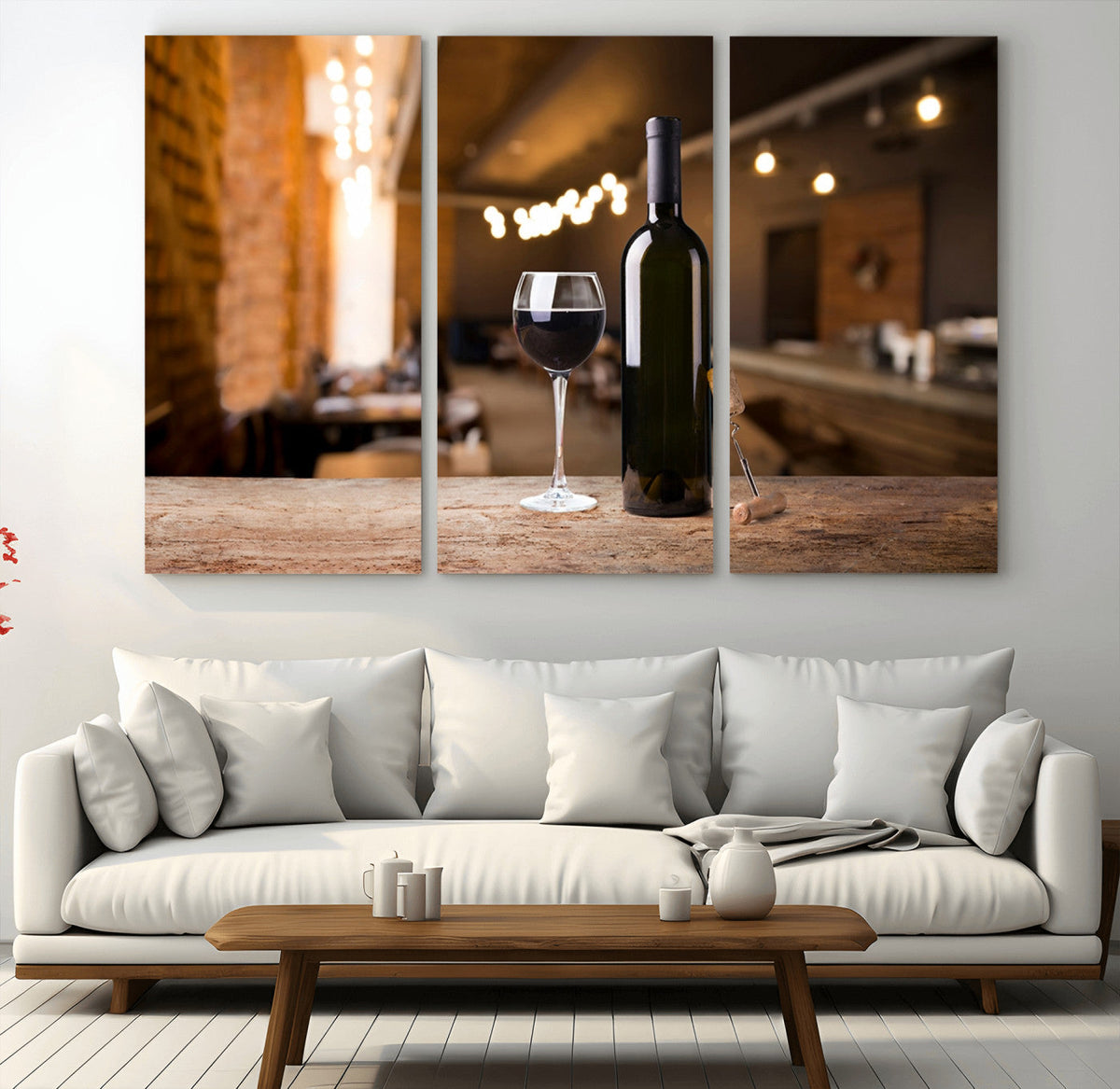 Wine and Bottle Wall Art Canvas Print