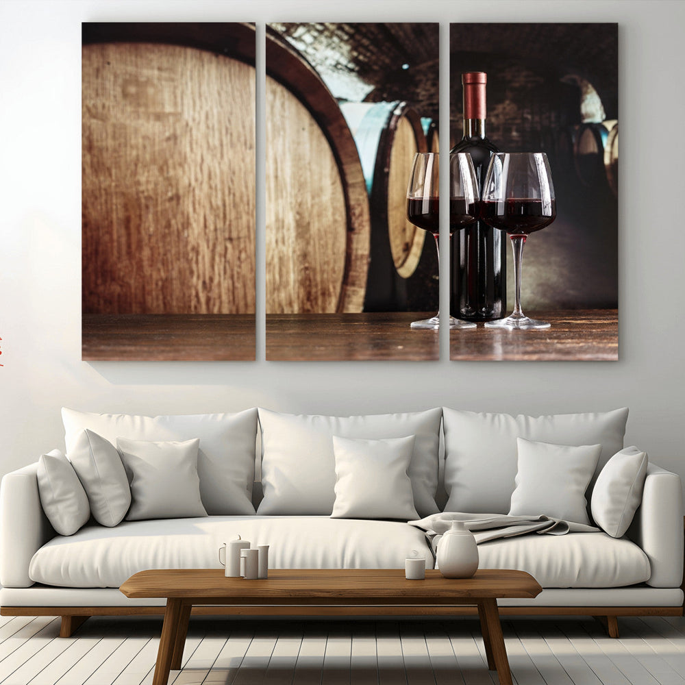 Wine and Barrel Wall Art Canvas Print