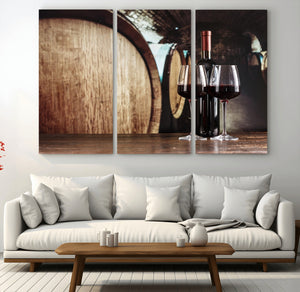 Wine and Barrel Wall Art Canvas Print