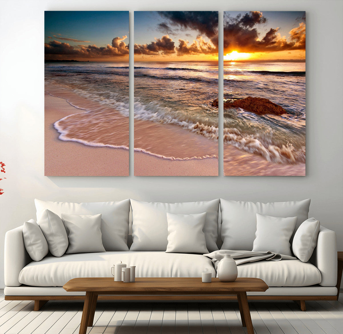 Sunset on Ocean Wall Art Canvas Print