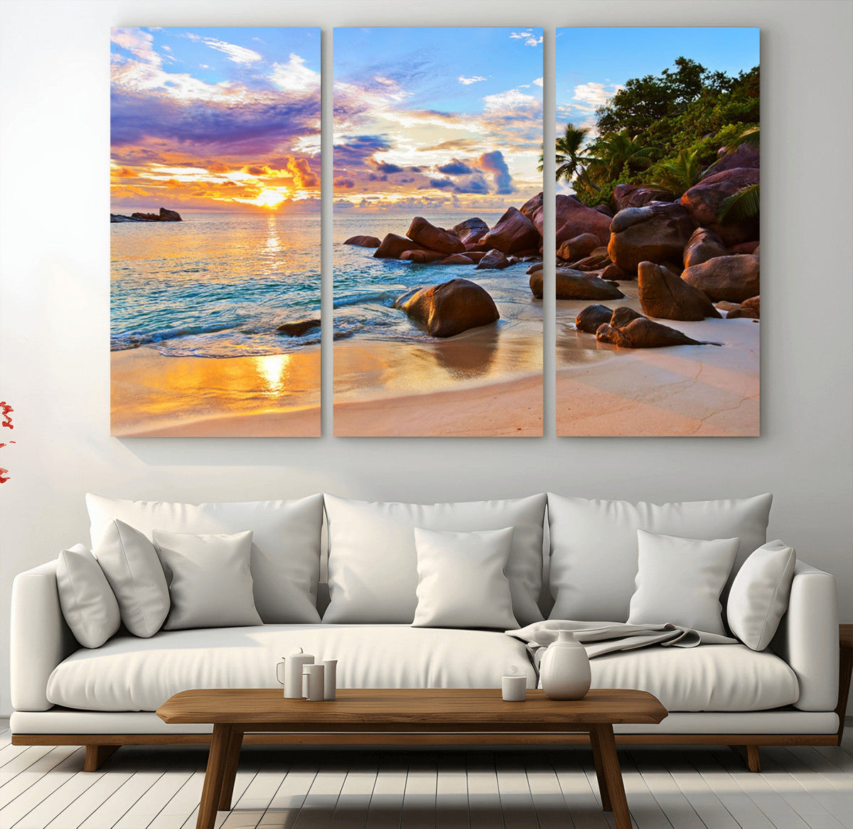 Tropical Island Beach Sunset Canvas Print
