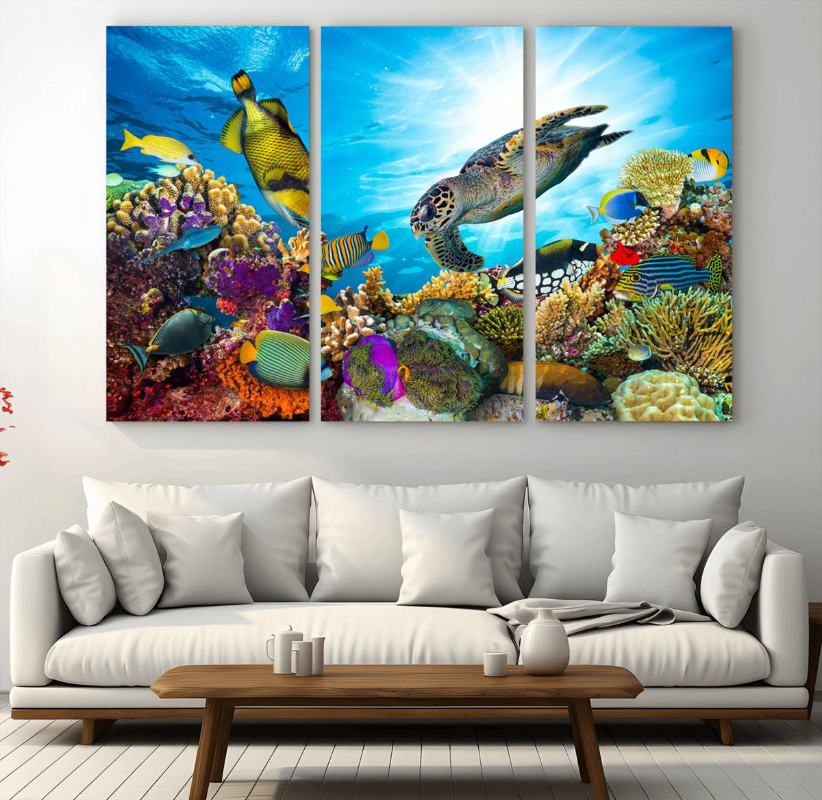 Aquatic Life Sea Turtles Fish Wall Art Canvas Print