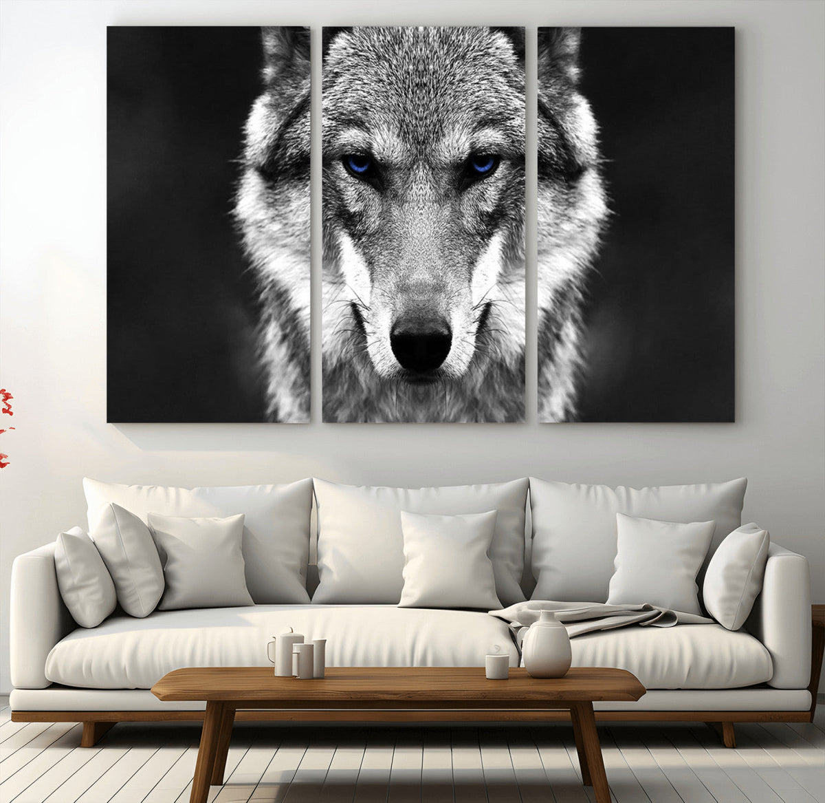 Black and White Wild Wolf Wall Art Canvas Print